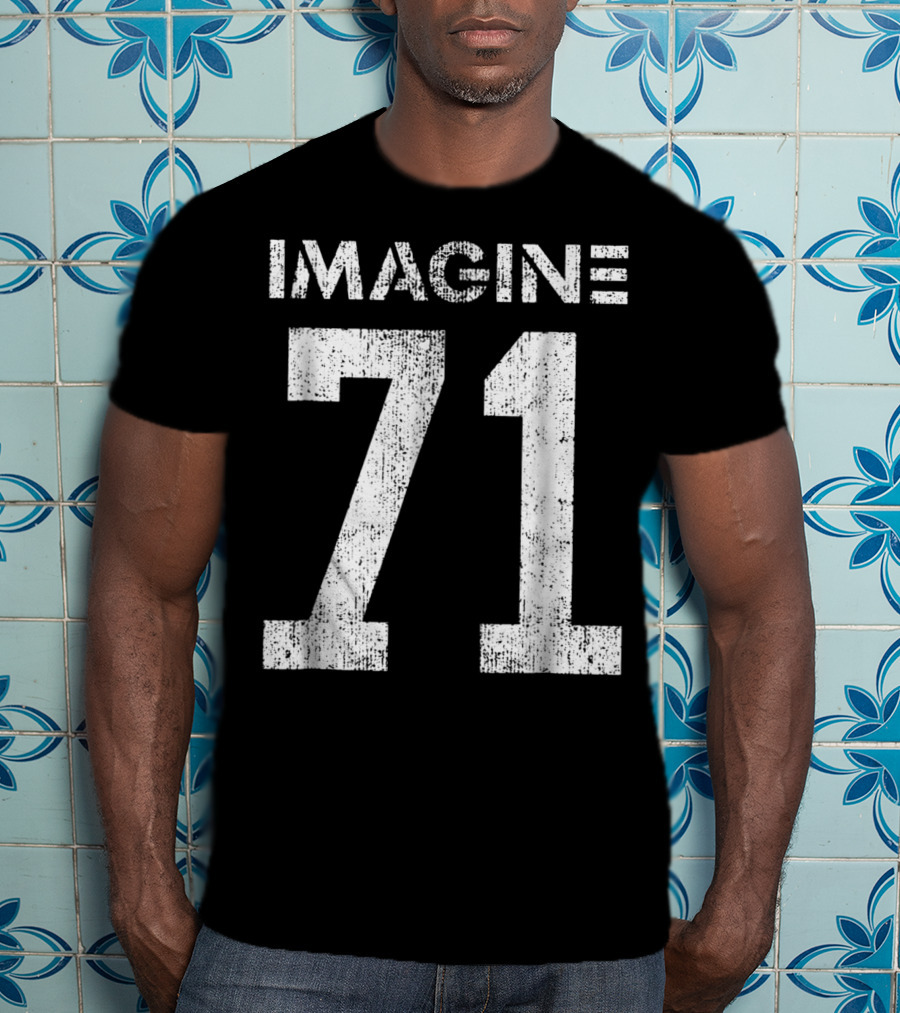 IMAGINE 71 Mens White Retro Style Shirt Sportswear T-Shirt