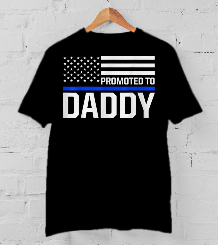 Mens Promoted To Daddy First Time Dad To Be Police Law Enforcement T-Shirt