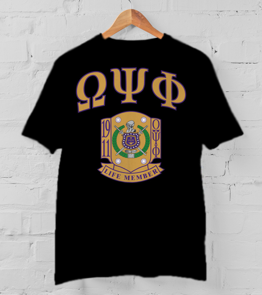 Omega Psi Phi Fraternity Inc 1911 Life Member Crest T-Shirt