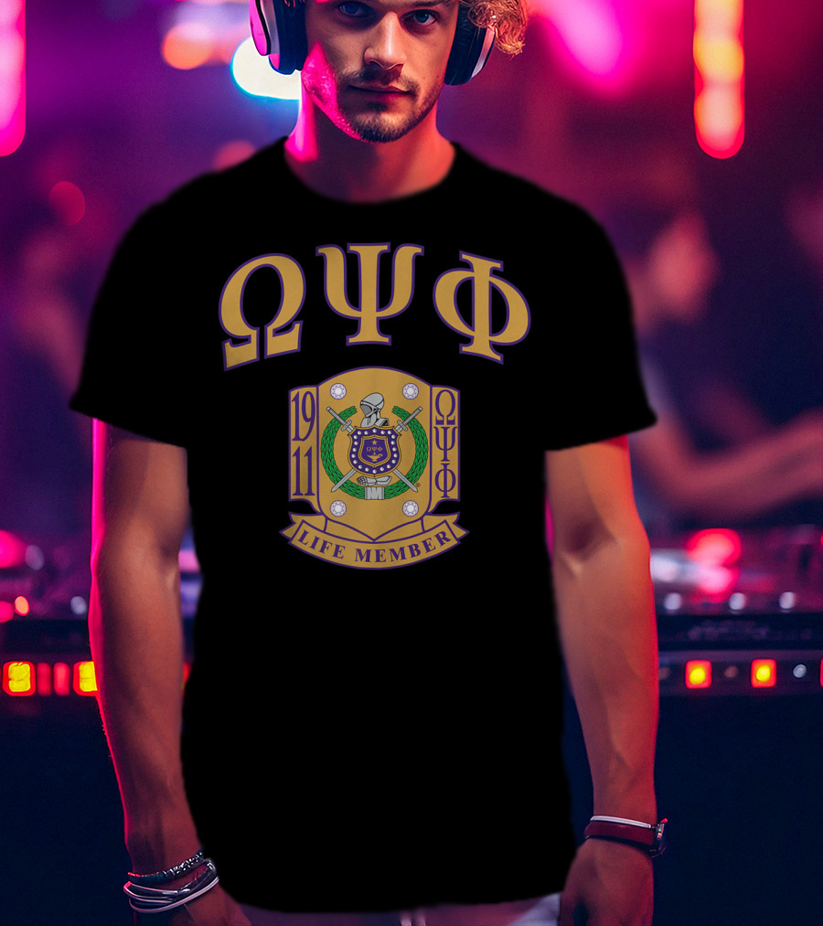 Omega Psi Phi Fraternity Inc 1911 Life Member Crest T-Shirt