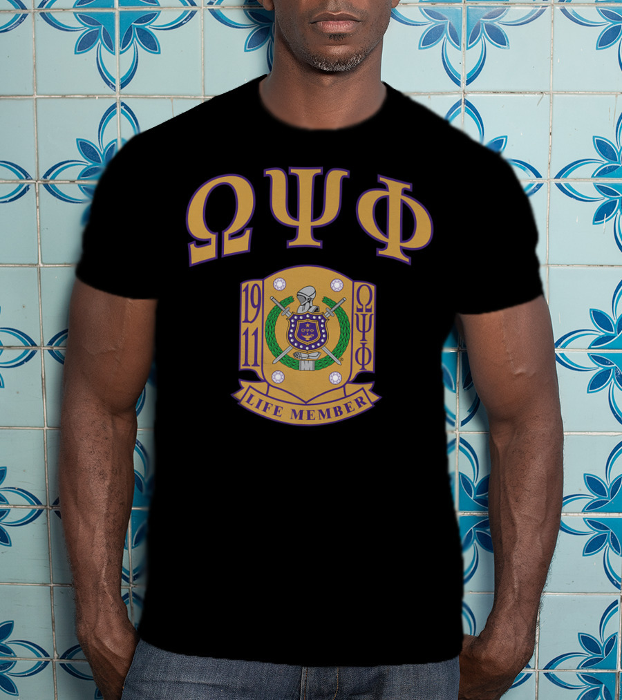 Omega Psi Phi Fraternity Inc 1911 Life Member Crest T-Shirt