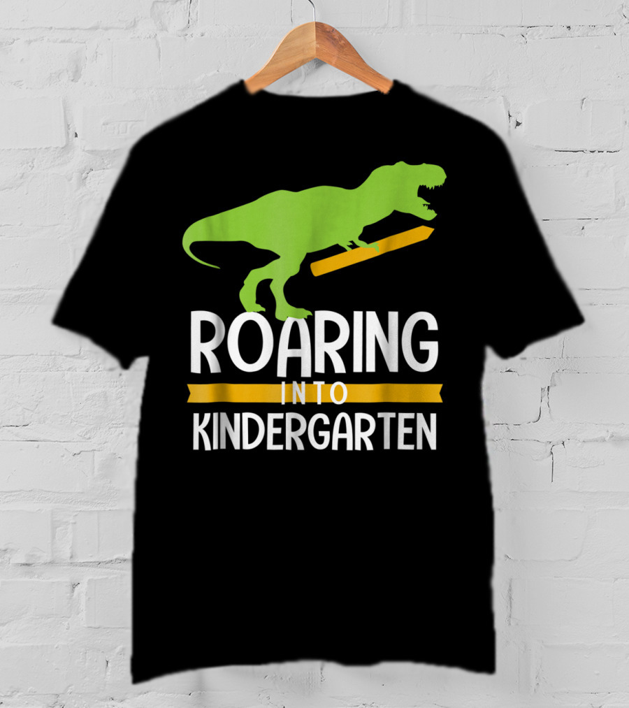Roaring Into Kindergarten Back To School Dinosaur T-Shirt