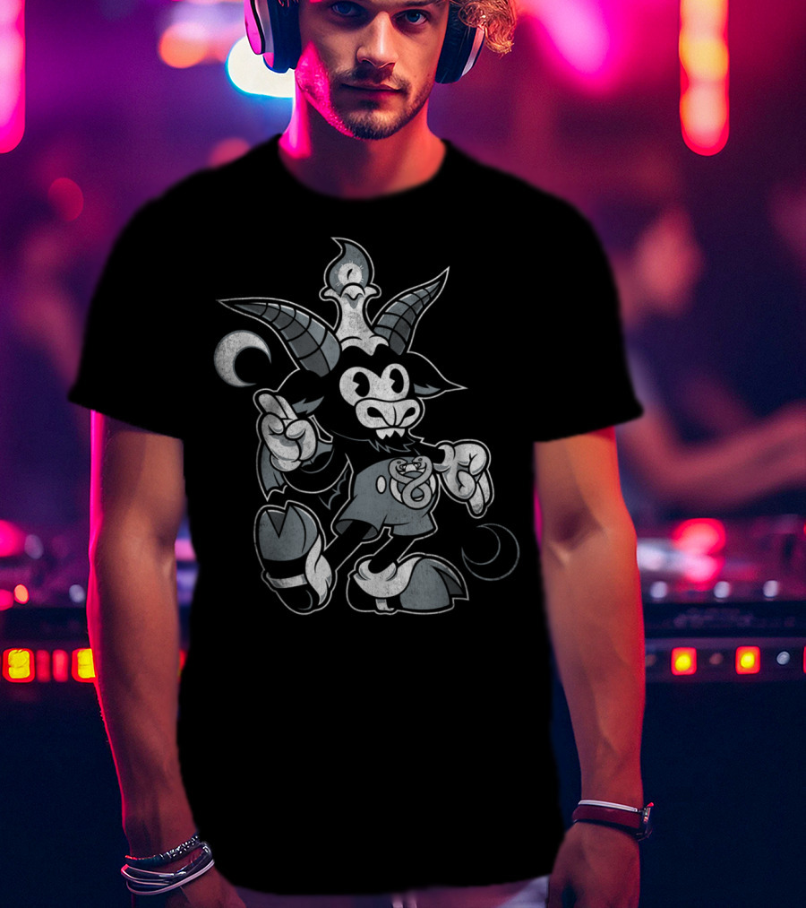 Baphomet Occult Cartoon Goat Character T-Shirt