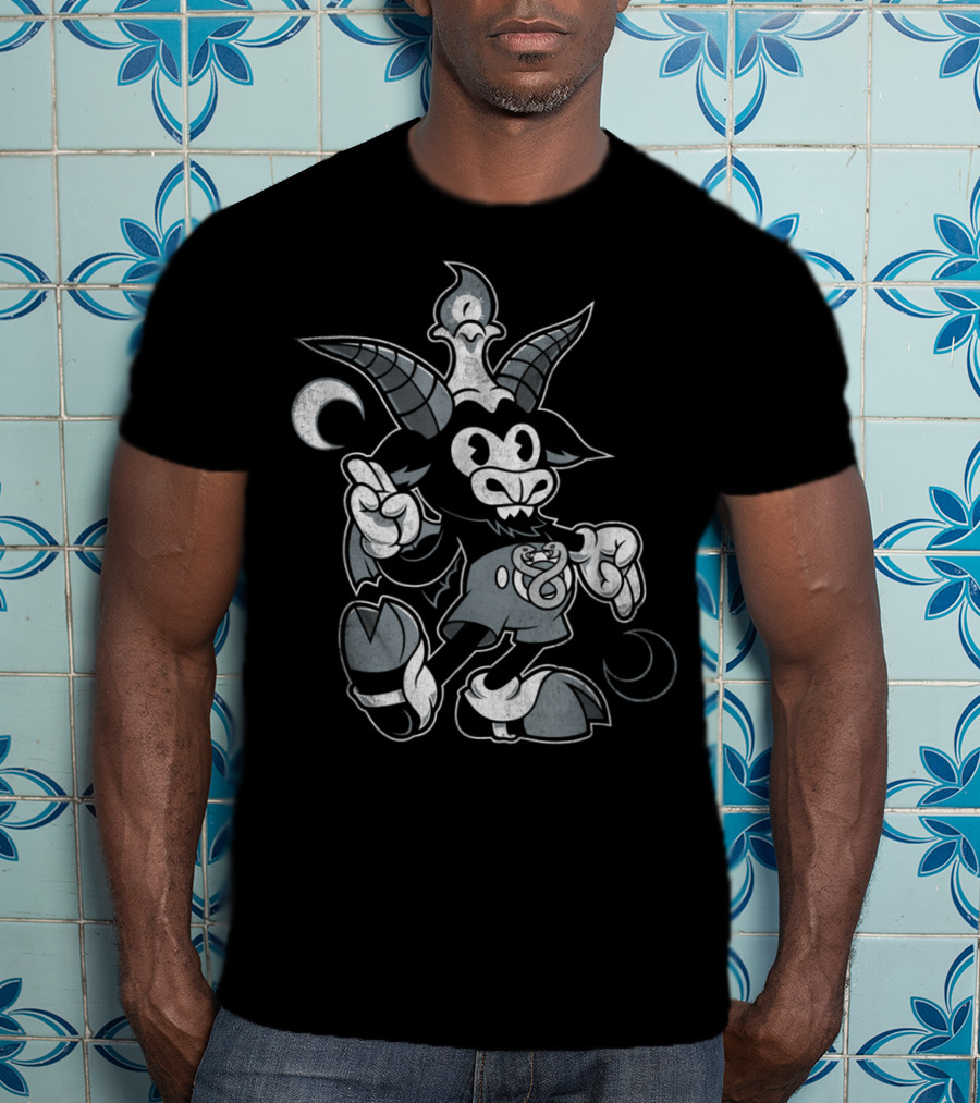 Baphomet Occult Cartoon Goat Character T-Shirt