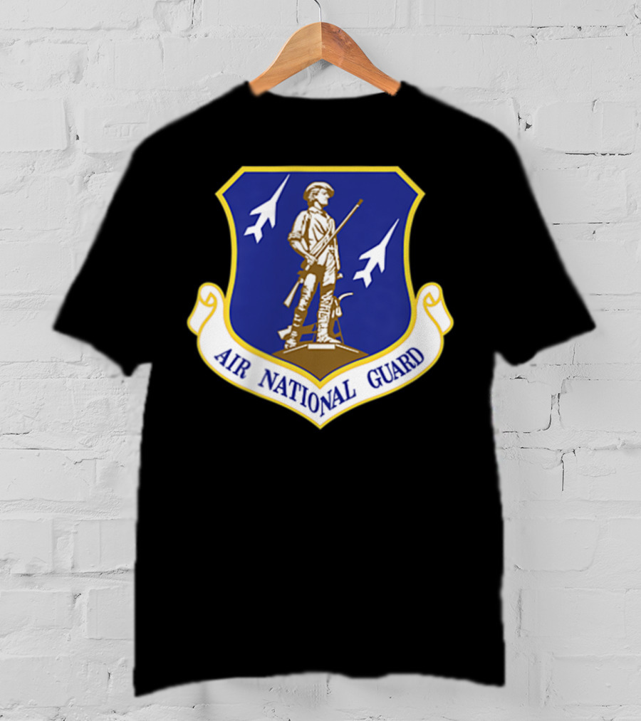 Air National Guard Military Veteran Morale PT Stat Shield Logo With Soldier And Jets T-Shirt