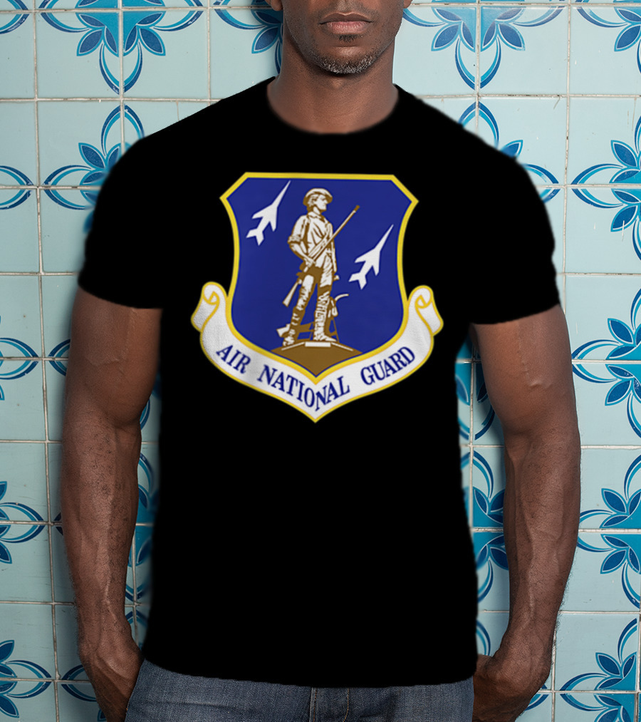 Air National Guard Military Veteran Morale PT Stat Shield Logo With Soldier And Jets T-Shirt