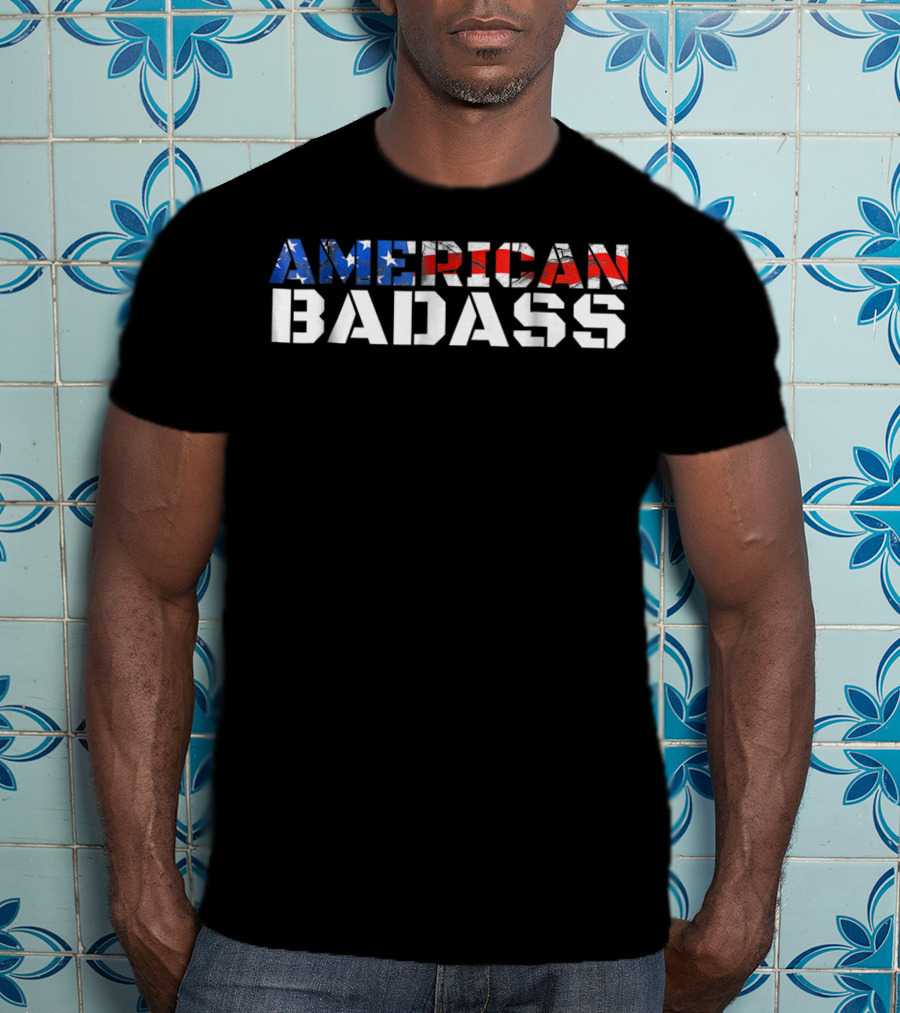 American Badass USA Flag Patriotic T-Shirt