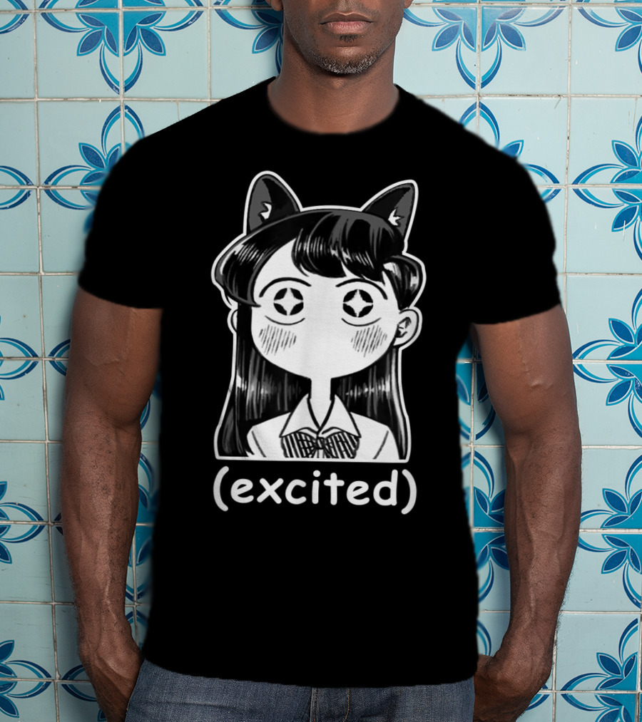 Anime Manga Excited Komi San Cat Ears Meme With Excited Text T-Shirt