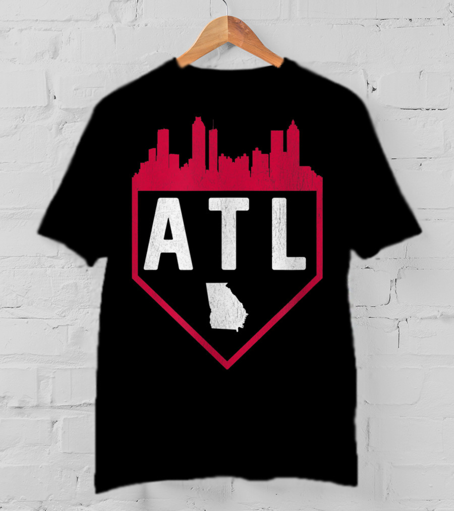 ATL Skyline Home Plate Atlanta Baseball Vintage Georgia T-Shirt