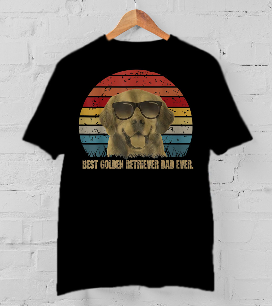 Best Golden Retriever Dad Ever Retro Sunglasses Dog Daddy Father's T-Shirt