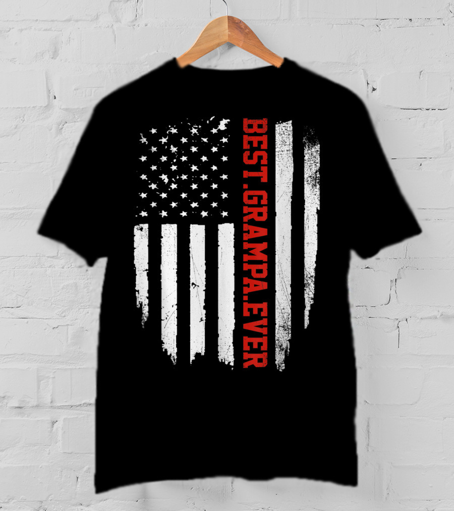 Best Grampa Ever Vintage USA Flag American T-Shirt