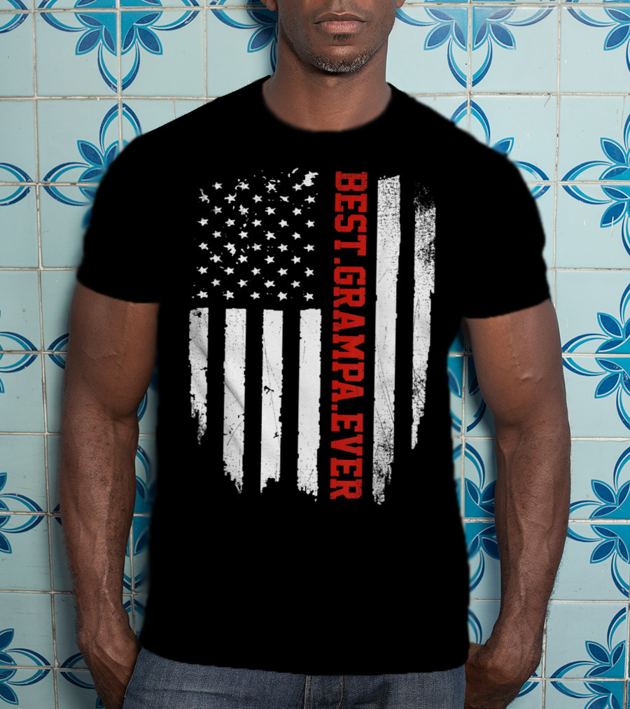 Best Grampa Ever Vintage USA Flag American T-Shirt