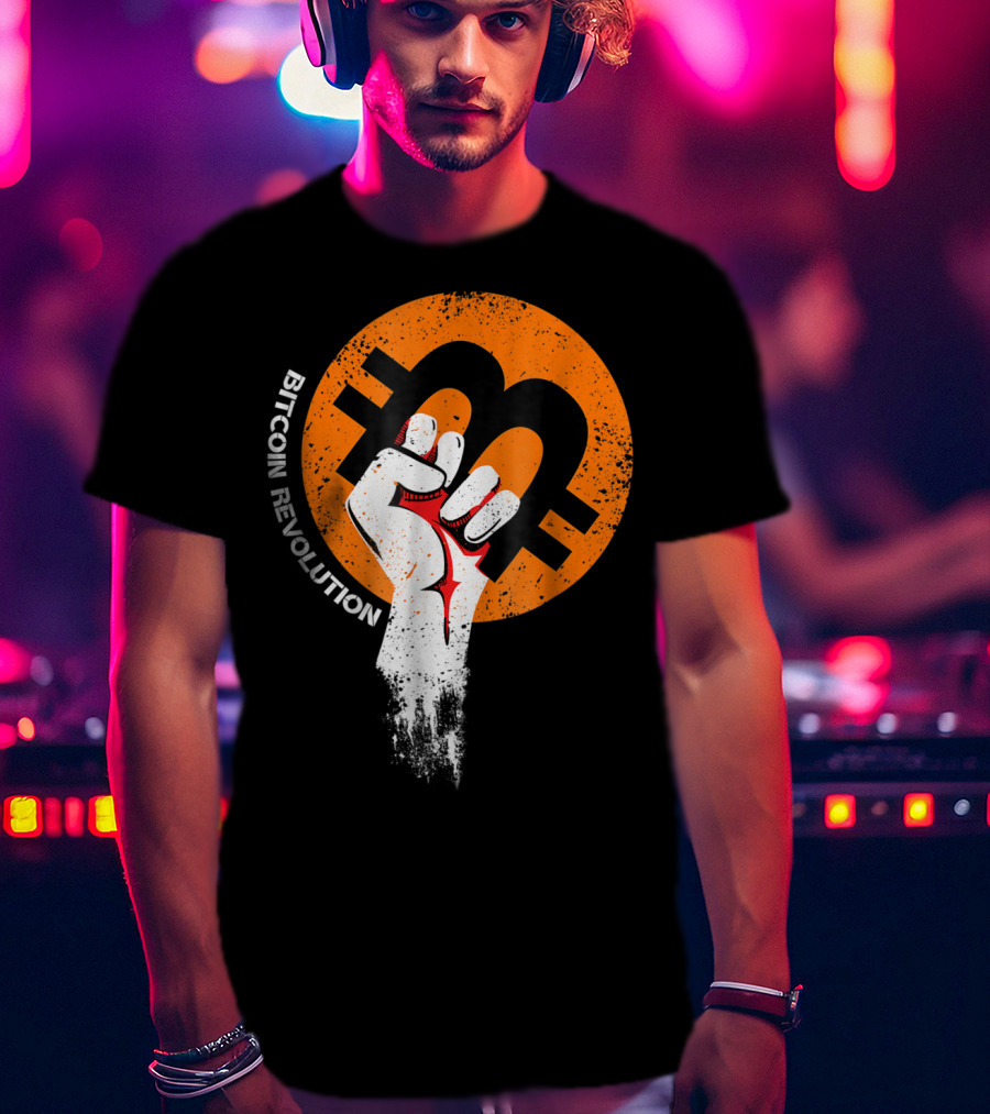 Bitcoin Cryptocurrency BTC Revolution Fist T-Shirt