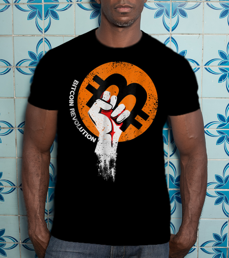 Bitcoin Cryptocurrency BTC Revolution Fist T-Shirt