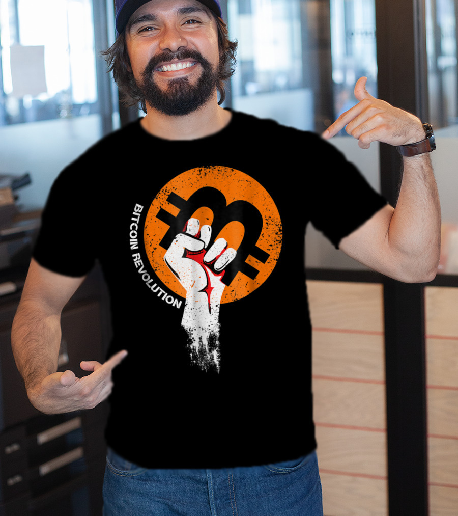 Bitcoin Cryptocurrency BTC Revolution Fist T-Shirt