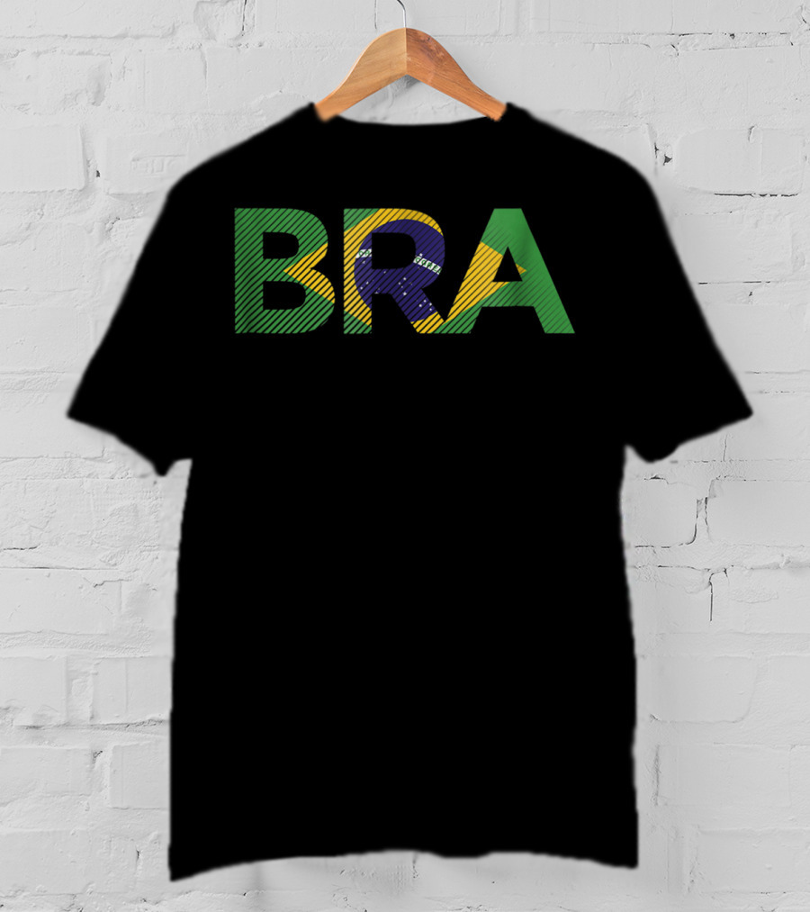 BRA Brasil Flag Styled Typography T-Shirt