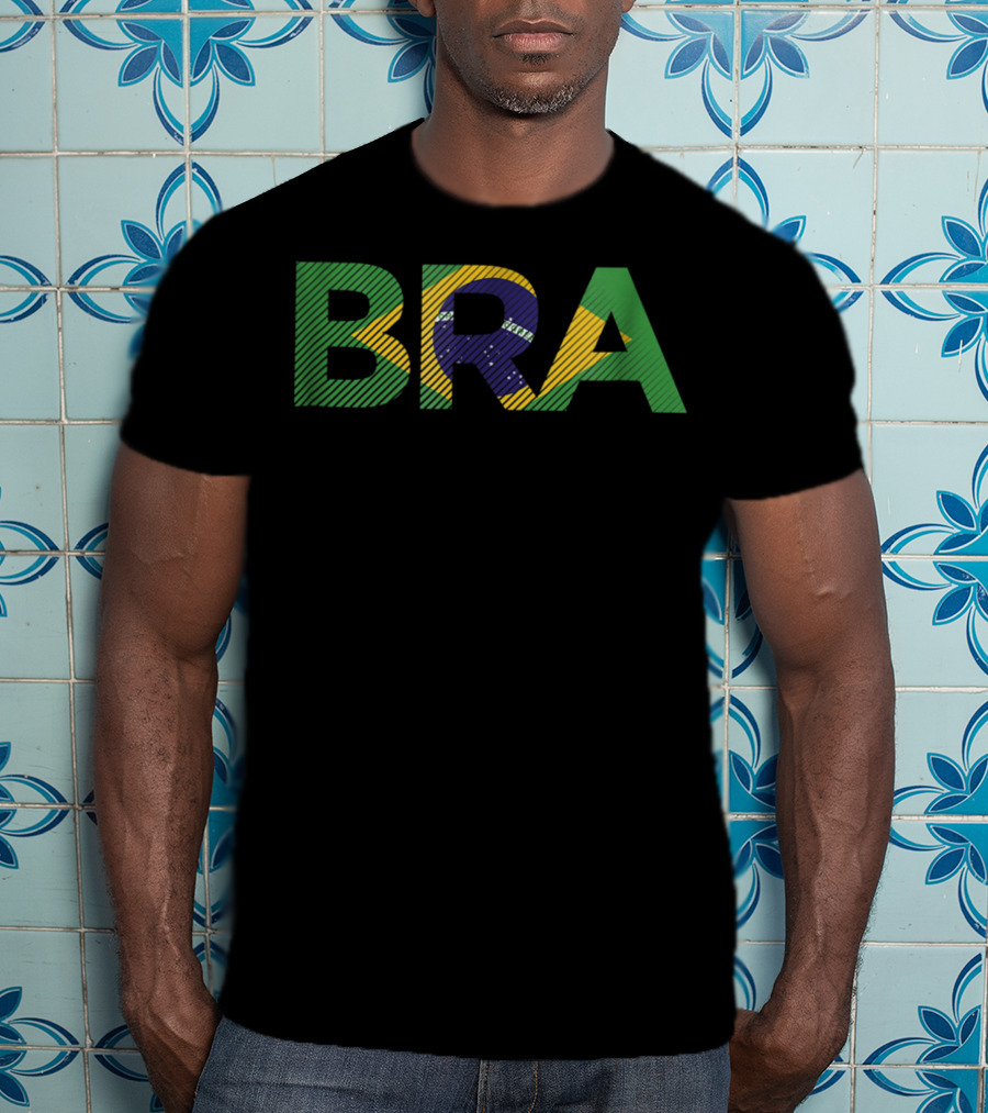 BRA Brasil Flag Styled Typography T-Shirt