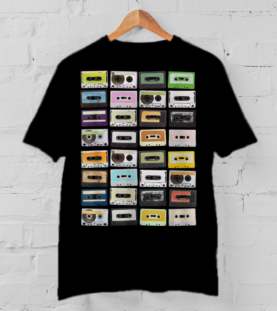 Colorful 1980s Cassette Tape Mixtapes Radio Music T-Shirt
