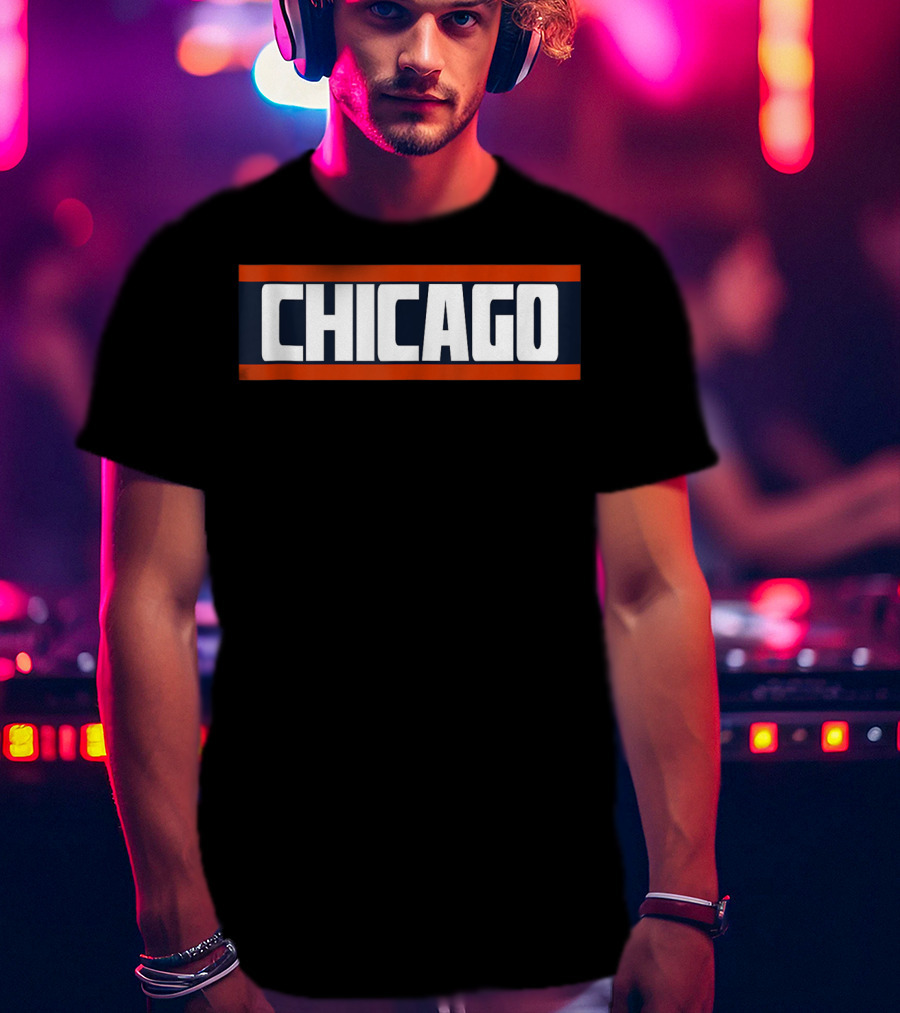 Chicago Bold Orange Blue White Block T-Shirt