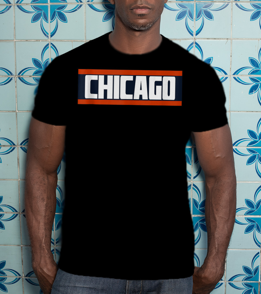 Chicago Bold Orange Blue White Block T-Shirt