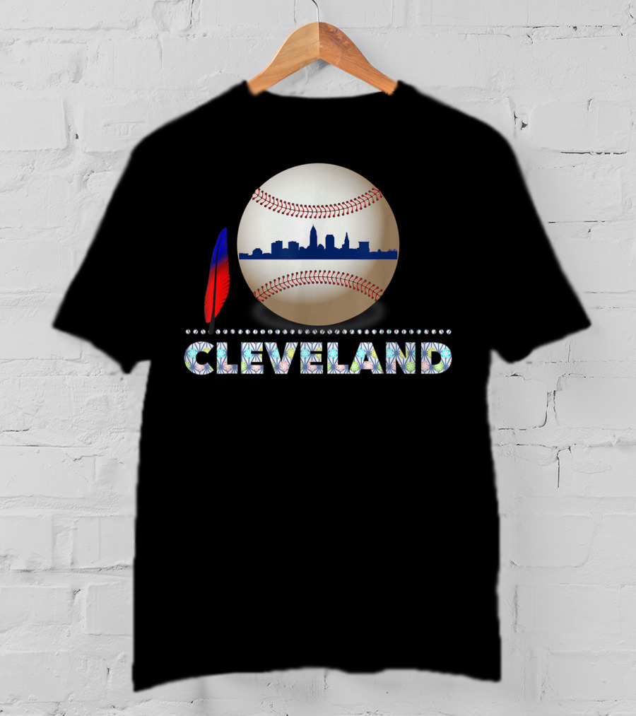 Cleveland Baseball Skyline Feather Emblem T-Shirt