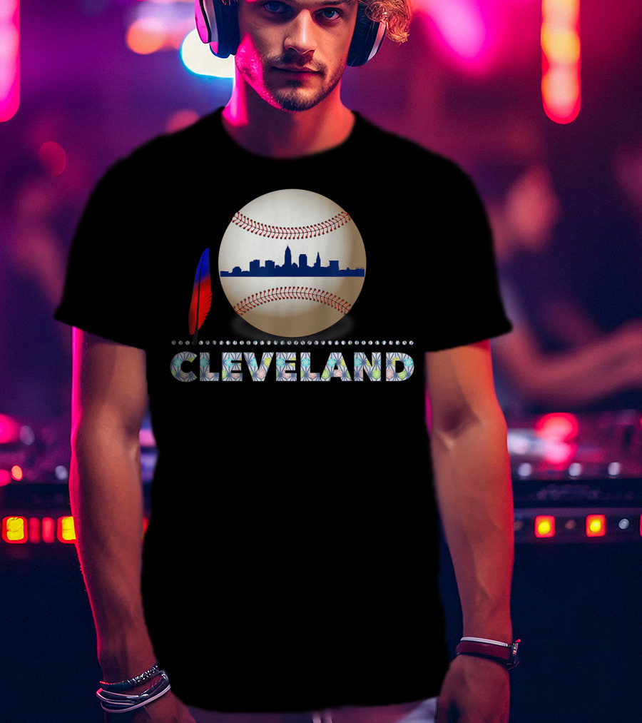 Cleveland Baseball Skyline Feather Emblem T-Shirt