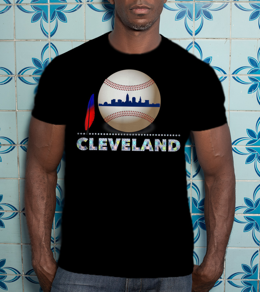 Cleveland Baseball Skyline Feather Emblem T-Shirt
