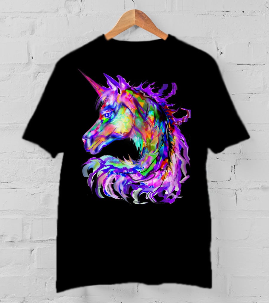 Festival Neon Colorful Rainbow Cute Unicorn Rave T-Shirt