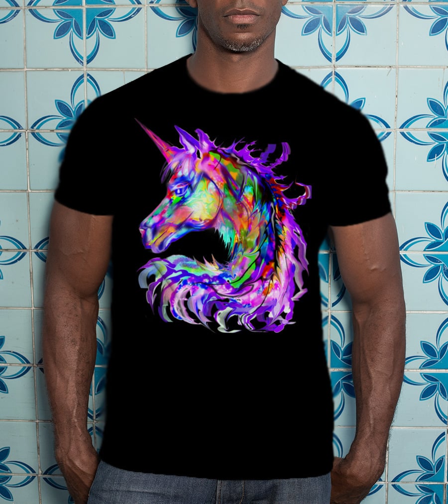 Festival Neon Colorful Rainbow Cute Unicorn Rave T-Shirt