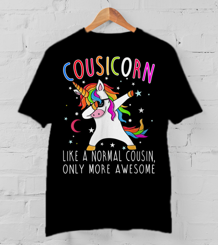 Cousicorn Like A Normal Cousin Only More Awesome Unicorn Dab Rainbow Stars T-Shirt