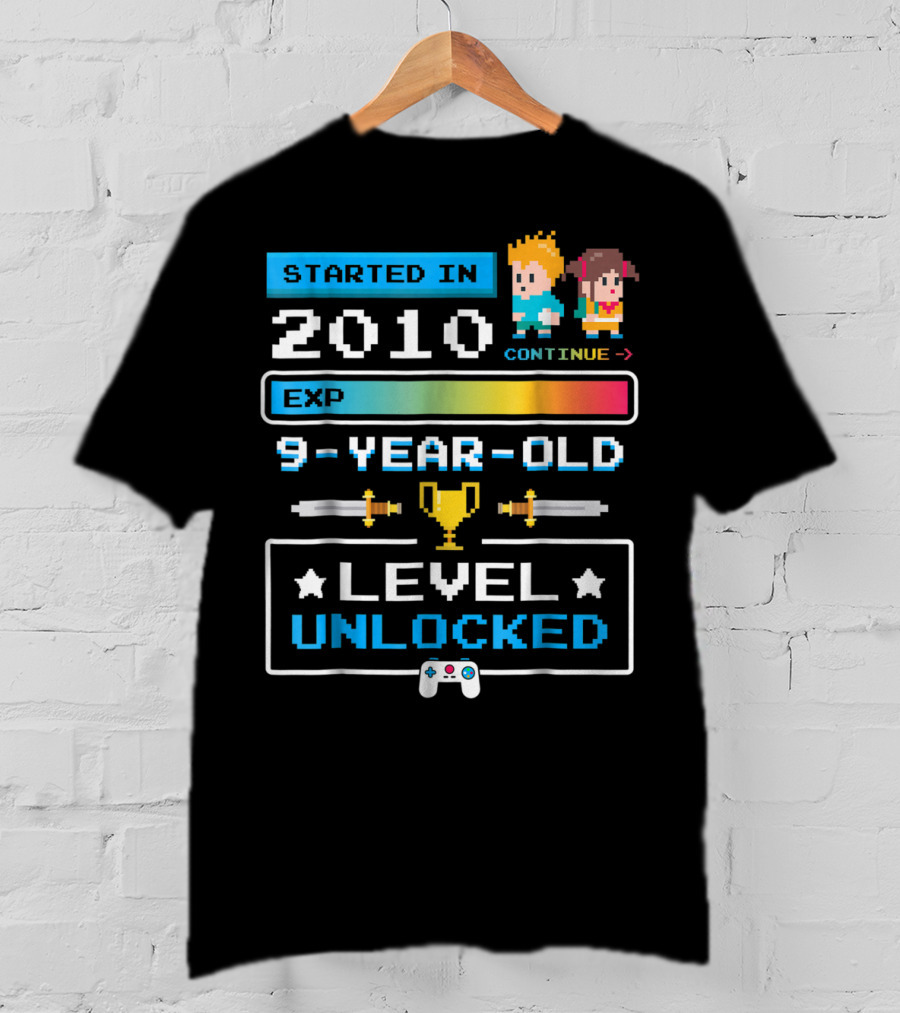 Started In 2010 9 Year Old Level Unlocked Gamer EXP Trophy T-Shirt