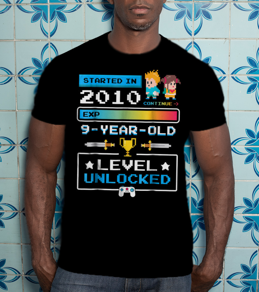 Started In 2010 9 Year Old Level Unlocked Gamer EXP Trophy T-Shirt