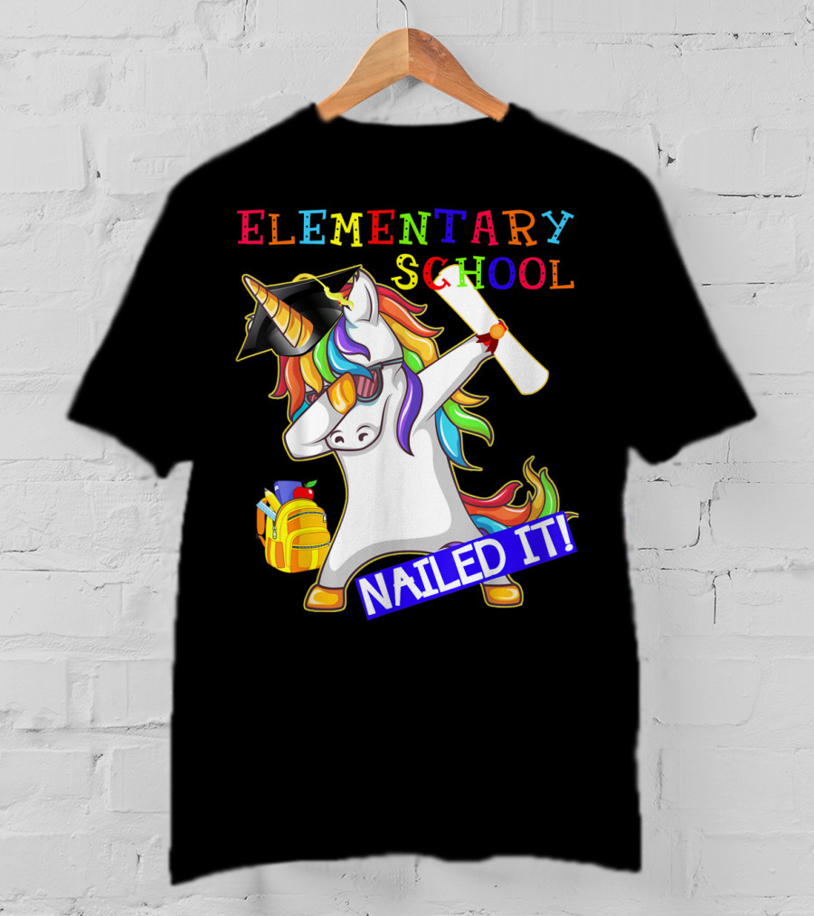 Elementary School Dabbing Unicorn Graduation Nailed It T-Shirt