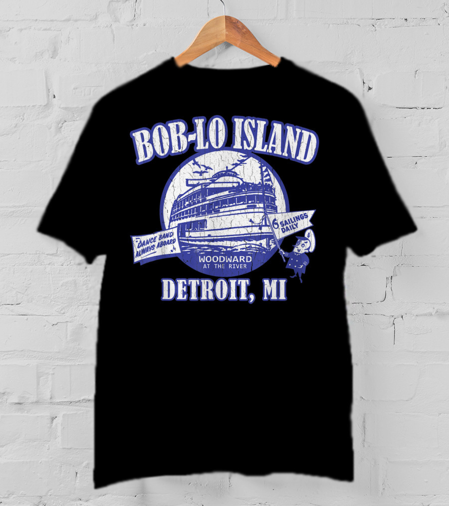 Bob-Lo Island Detroit MI Dance Band Woodward At The River 6 Sailings Daily Vintage Look T-Shirt