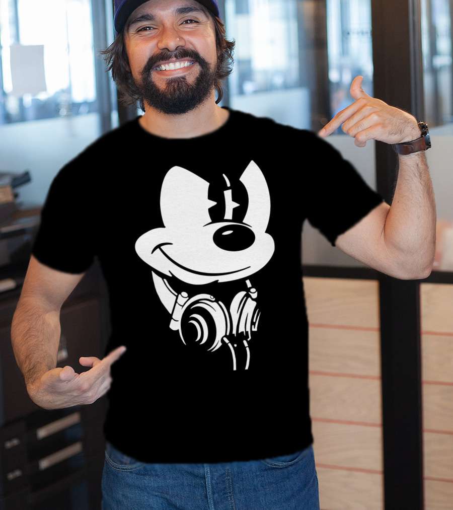 Disney Mickey Mouse Headphones Smiling Iconic Character T-Shirt