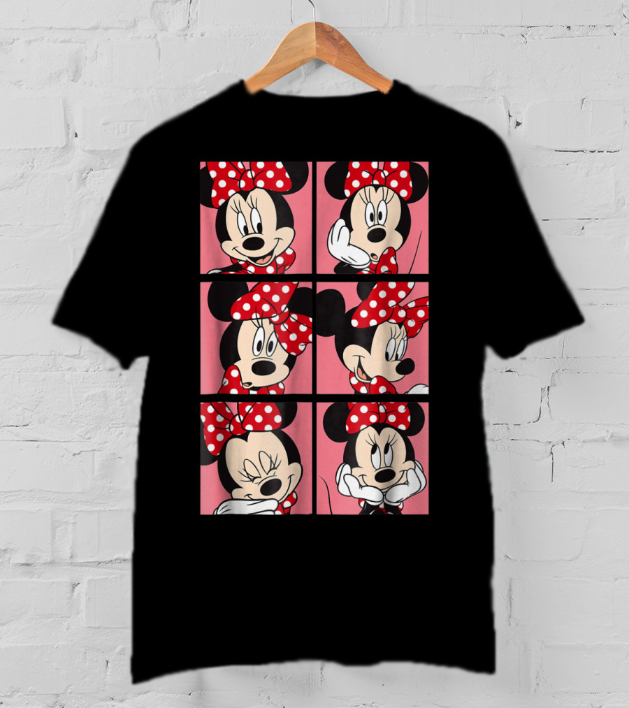 Disney Minnie Mouse Red Polka Dot Bow Pink Grid Expressions T-Shirt