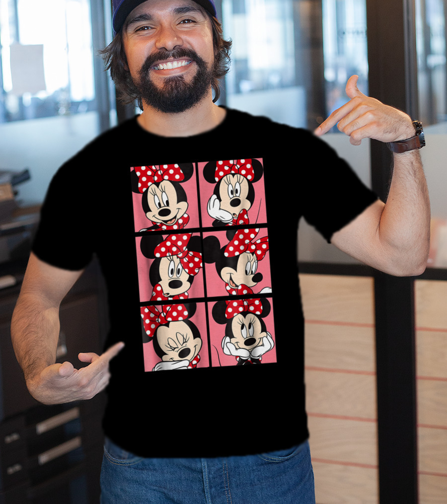 Disney Minnie Mouse Red Polka Dot Bow Pink Grid Expressions T-Shirt