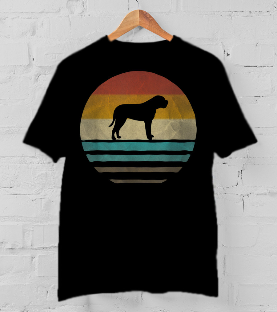 English Mastiff Dog Vintage 70s Retro Sunset T-Shirt
