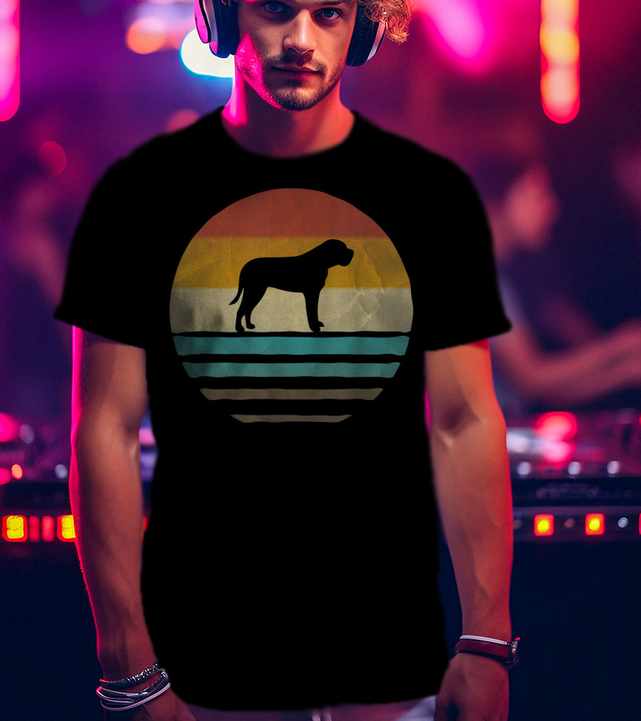 English Mastiff Dog Vintage 70s Retro Sunset T-Shirt