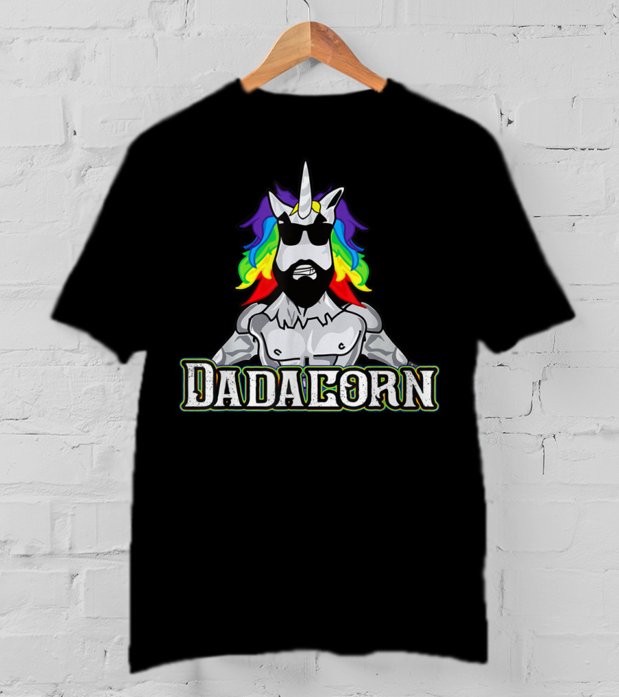Dadacorn Rainbow Unicorn Man With Sunglasses T-Shirt