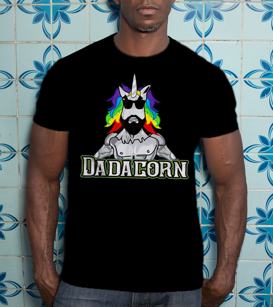 Dadacorn Rainbow Unicorn Man With Sunglasses T-Shirt