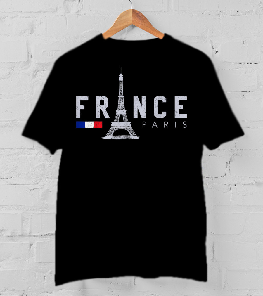 France Paris Eiffel Tower With French Flag T-Shirt
