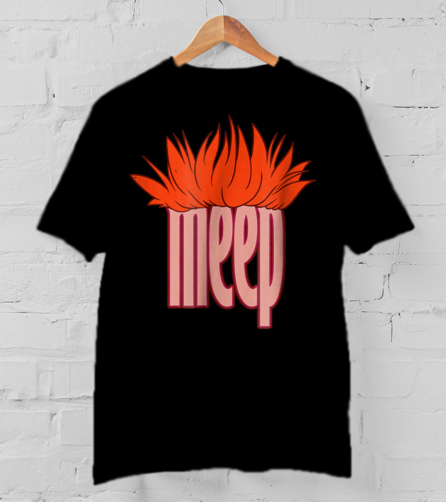 Meep Hair Orange Flame Text T-Shirt