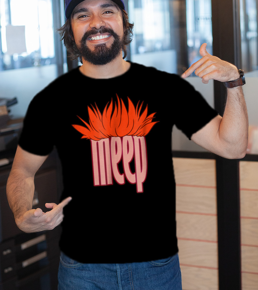 Meep Hair Orange Flame Text T-Shirt