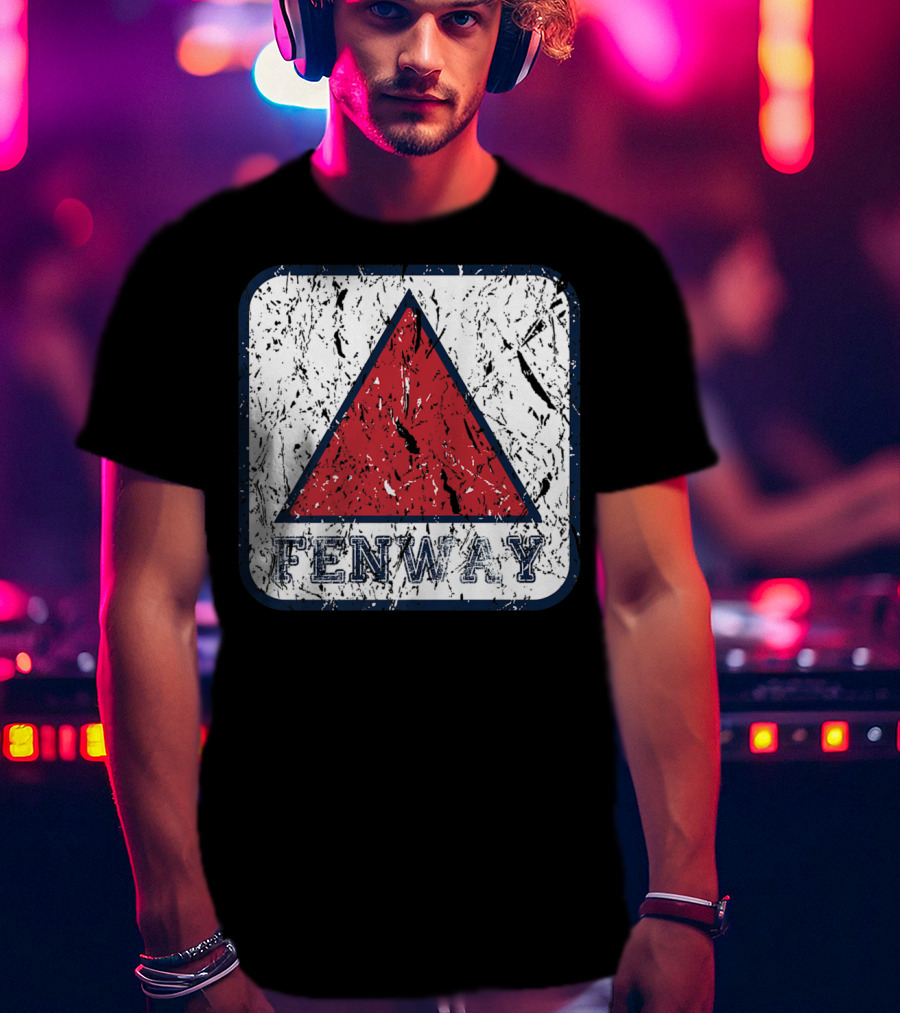Fan Of Fenway Boston Distressed Baseball Sign Triangle T-Shirt