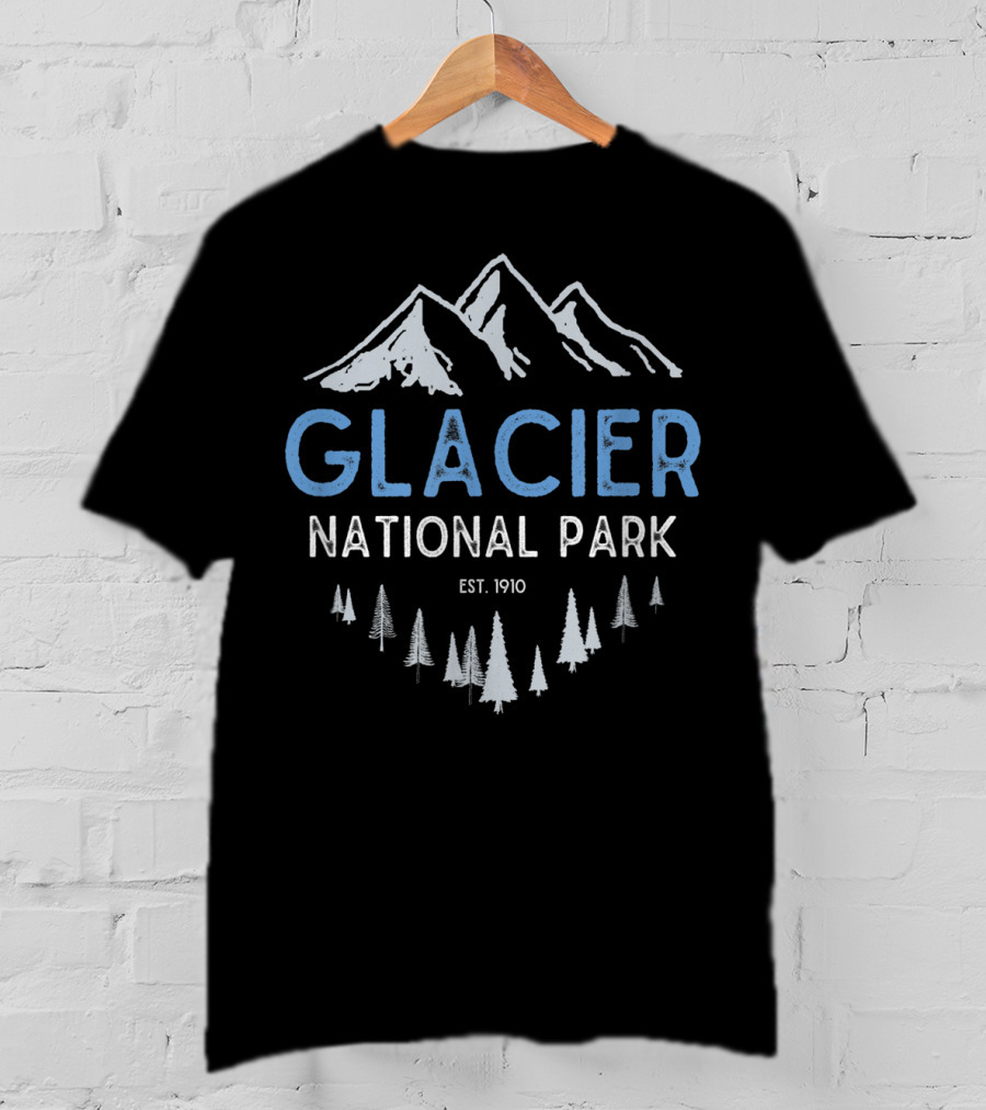 Glacier National Park Est. 1910 Mountain And Forest Scene T-Shirt