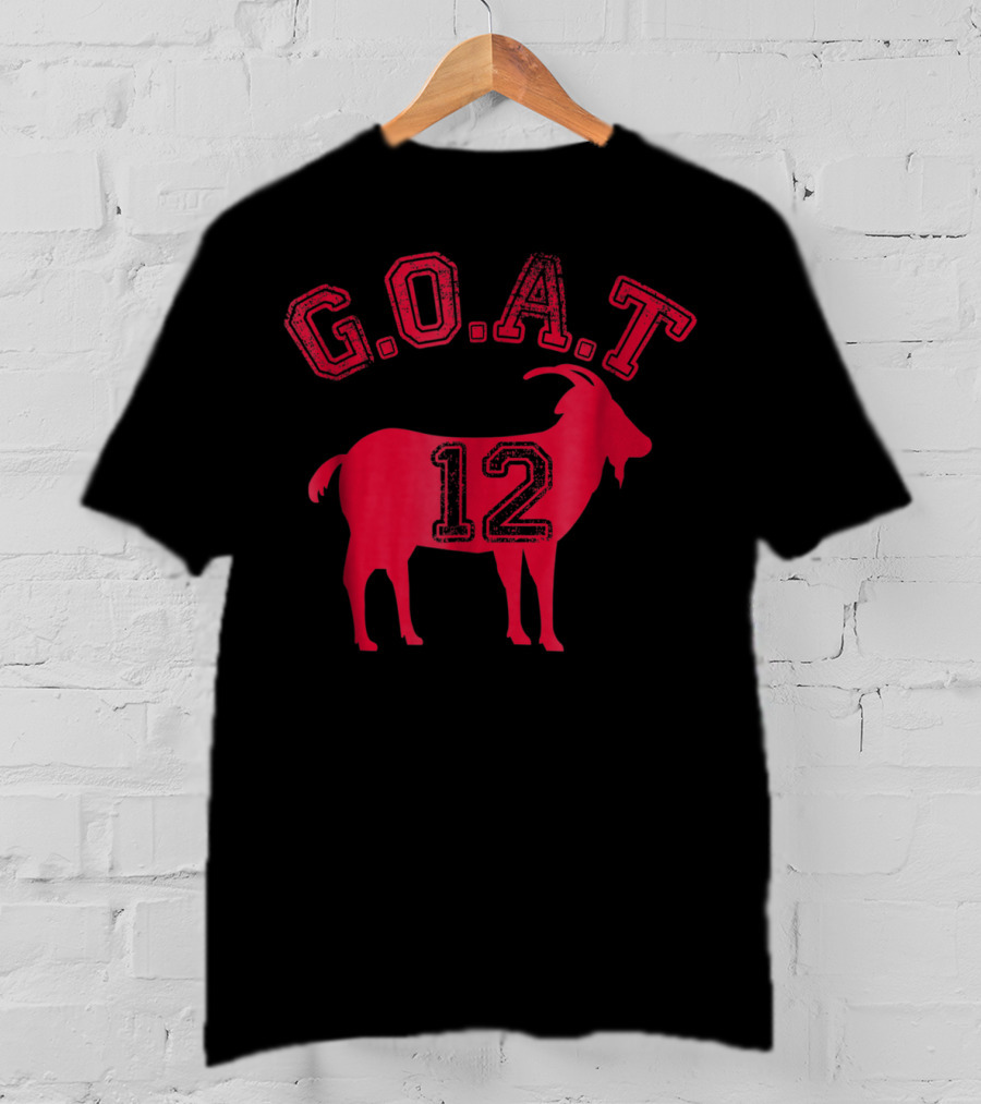 G.O.A.T 12 Greatest All Time Distressed New England Football T-Shirt