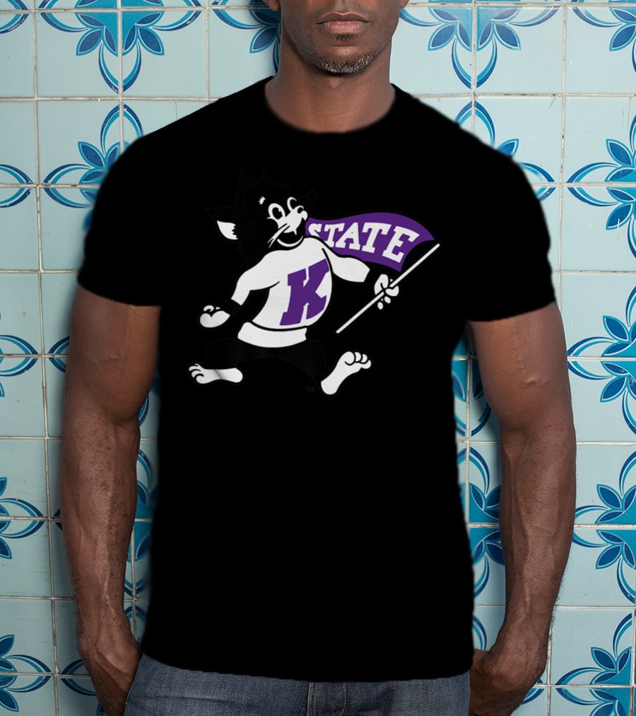 K State Wildcats NCAA State Mascot Flag T-Shirt