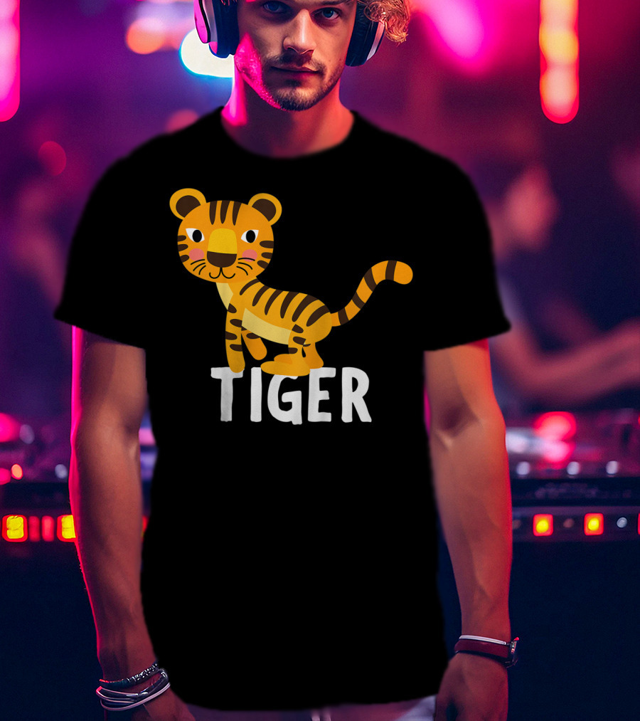 Tiger Cartoon Illustration For Kids And Girls T-Shirt