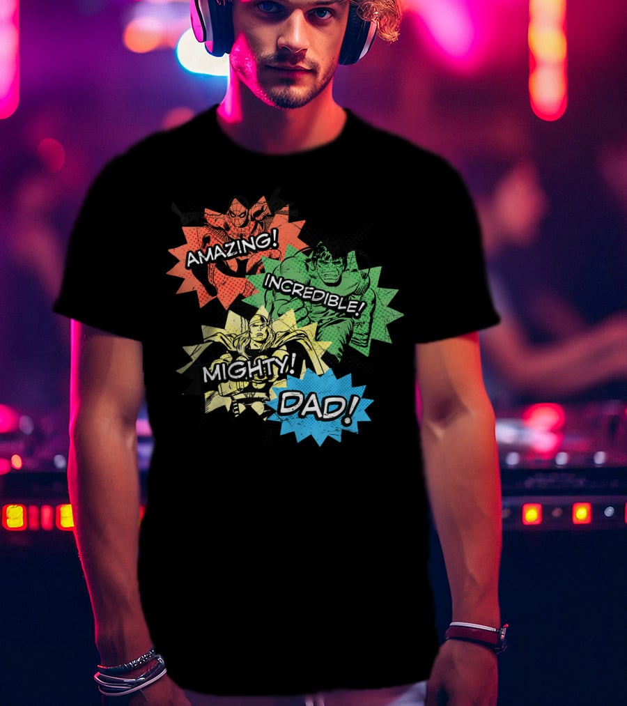 Amazing Incredible Mighty Dad Marvel Super Hero T-Shirt